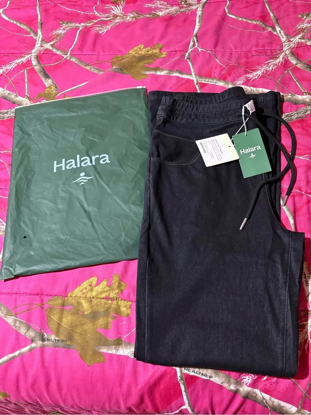 Halara Flex High Waisted Drawstring Denim Casual Flare Leggings with Pockets